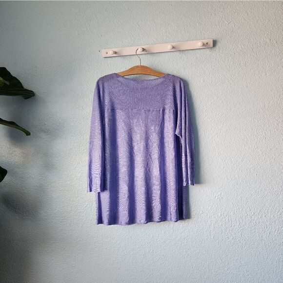 Chico's travel collection love lacey 3/4 sleeve lilac iris lagenlook sweater - Picture 7 of 13